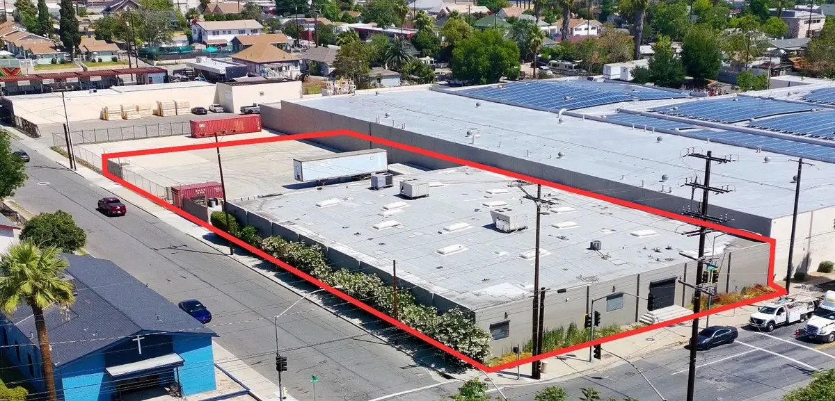 Aerial view of the Rialto commercial property